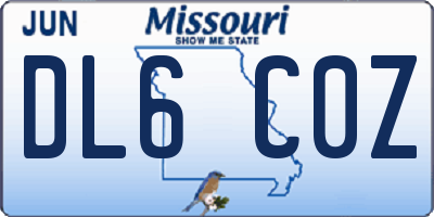 MO license plate DL6C0Z
