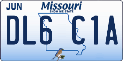 MO license plate DL6C1A