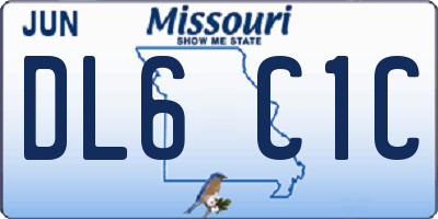 MO license plate DL6C1C