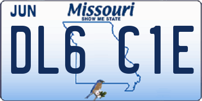 MO license plate DL6C1E