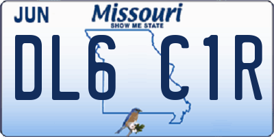 MO license plate DL6C1R