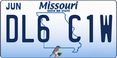 MO license plate DL6C1W