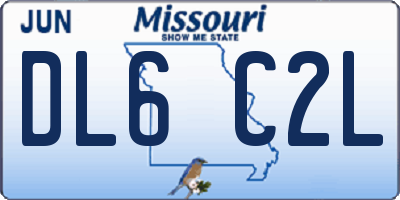 MO license plate DL6C2L