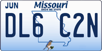 MO license plate DL6C2N