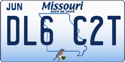 MO license plate DL6C2T