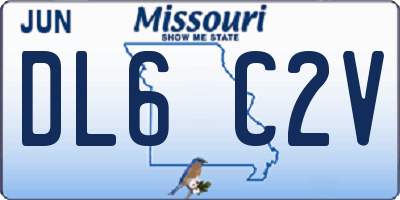 MO license plate DL6C2V