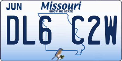 MO license plate DL6C2W