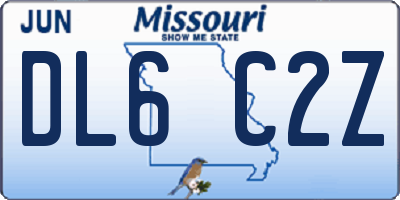 MO license plate DL6C2Z