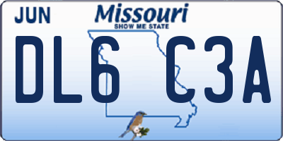 MO license plate DL6C3A