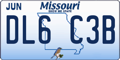 MO license plate DL6C3B