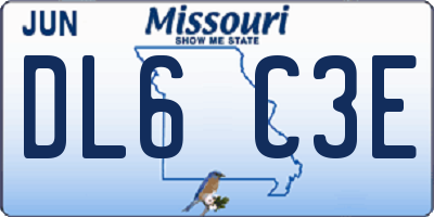 MO license plate DL6C3E