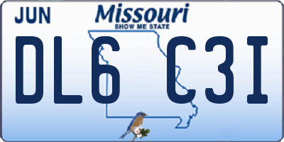 MO license plate DL6C3I