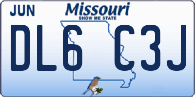 MO license plate DL6C3J