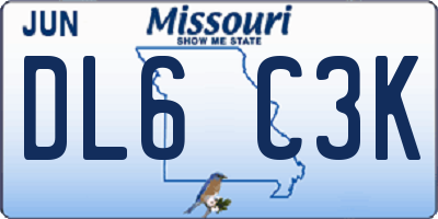 MO license plate DL6C3K