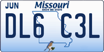MO license plate DL6C3L