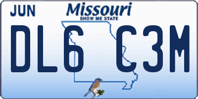 MO license plate DL6C3M