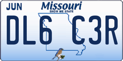 MO license plate DL6C3R