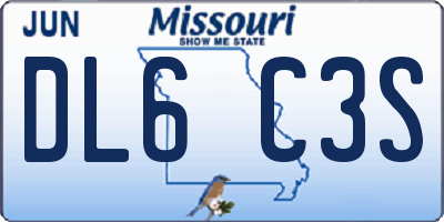 MO license plate DL6C3S