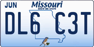 MO license plate DL6C3T