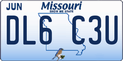 MO license plate DL6C3U