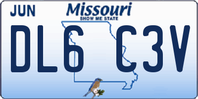 MO license plate DL6C3V
