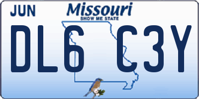 MO license plate DL6C3Y