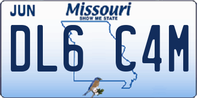 MO license plate DL6C4M