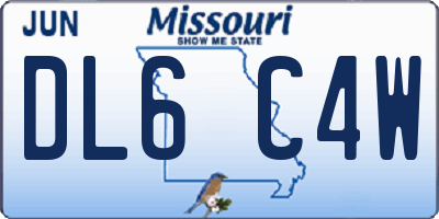 MO license plate DL6C4W