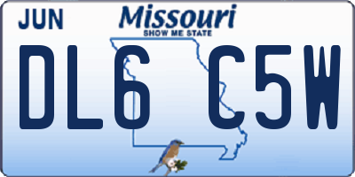 MO license plate DL6C5W