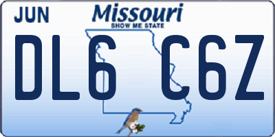 MO license plate DL6C6Z