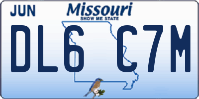 MO license plate DL6C7M