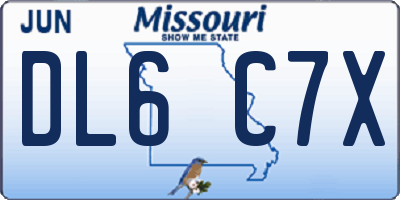 MO license plate DL6C7X