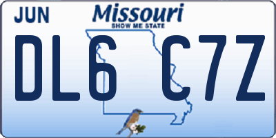 MO license plate DL6C7Z
