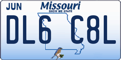 MO license plate DL6C8L