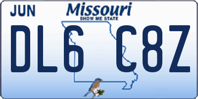 MO license plate DL6C8Z