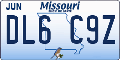 MO license plate DL6C9Z