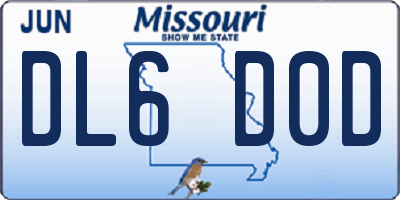 MO license plate DL6D0D