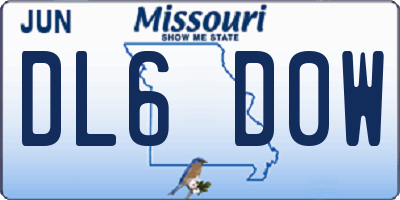 MO license plate DL6D0W