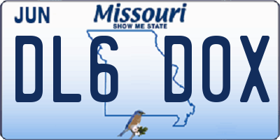 MO license plate DL6D0X