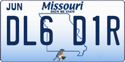 MO license plate DL6D1R