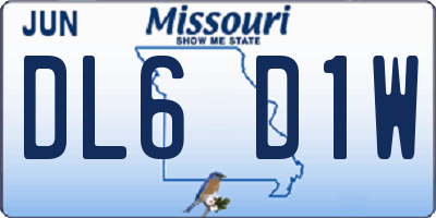 MO license plate DL6D1W