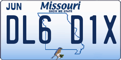 MO license plate DL6D1X