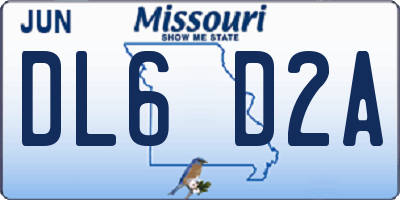 MO license plate DL6D2A