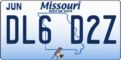 MO license plate DL6D2Z
