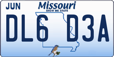 MO license plate DL6D3A