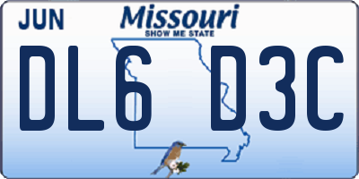 MO license plate DL6D3C