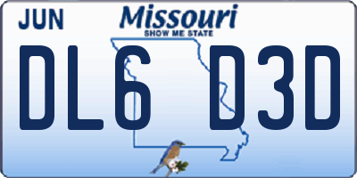 MO license plate DL6D3D