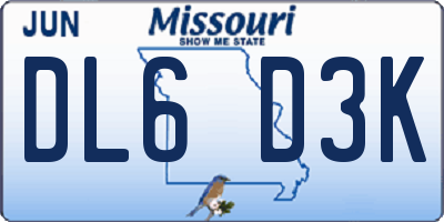 MO license plate DL6D3K