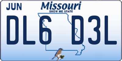 MO license plate DL6D3L