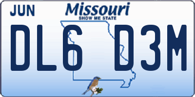 MO license plate DL6D3M